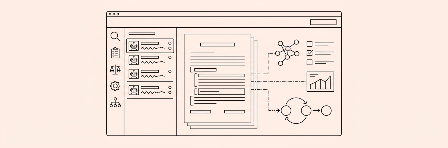 A digital interface of an AI legal platform showing contract analysis and a sidebar with active AI agents