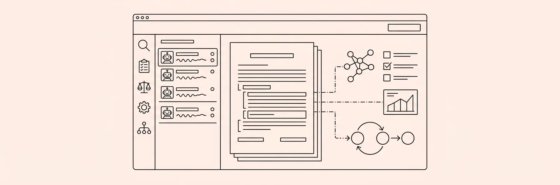 A digital interface of an AI legal platform showing contract analysis and a sidebar with active AI agents