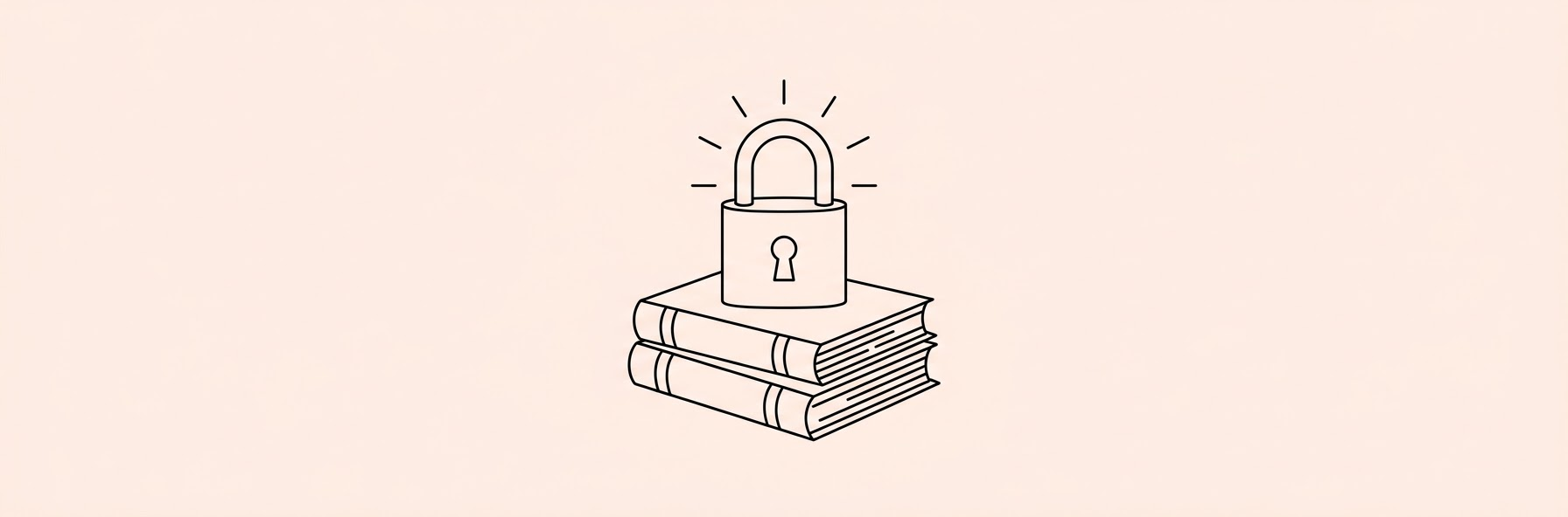 a glowing digital lock on a stack of law books
