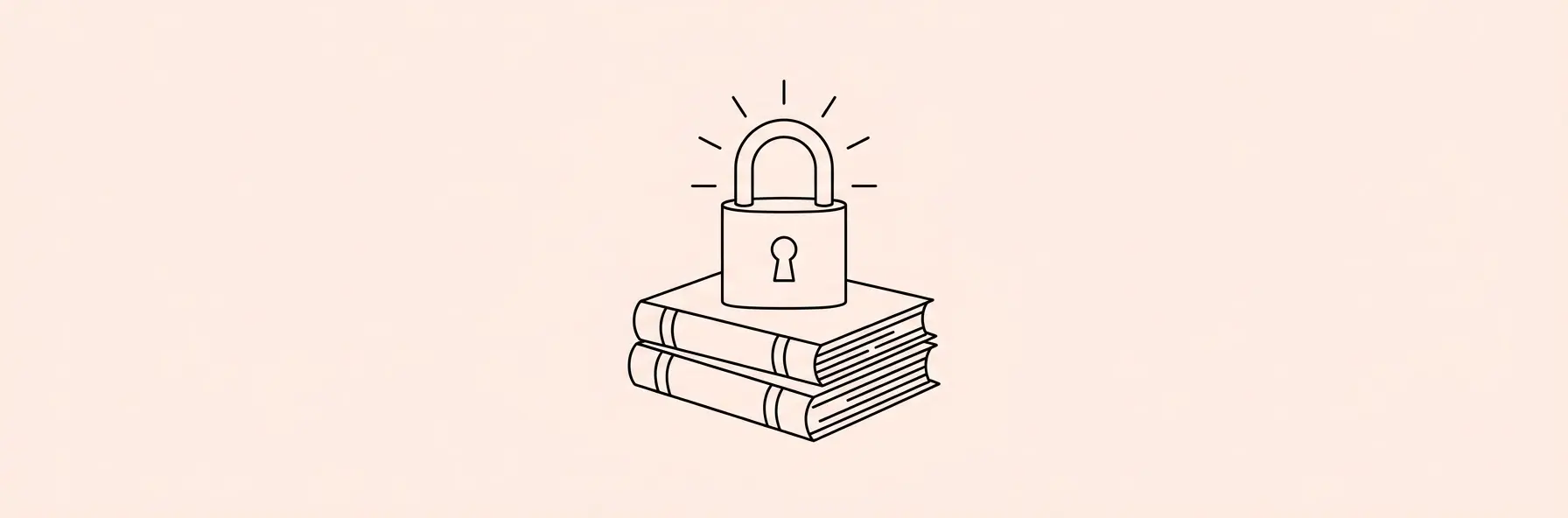 a glowing digital lock on a stack of law books