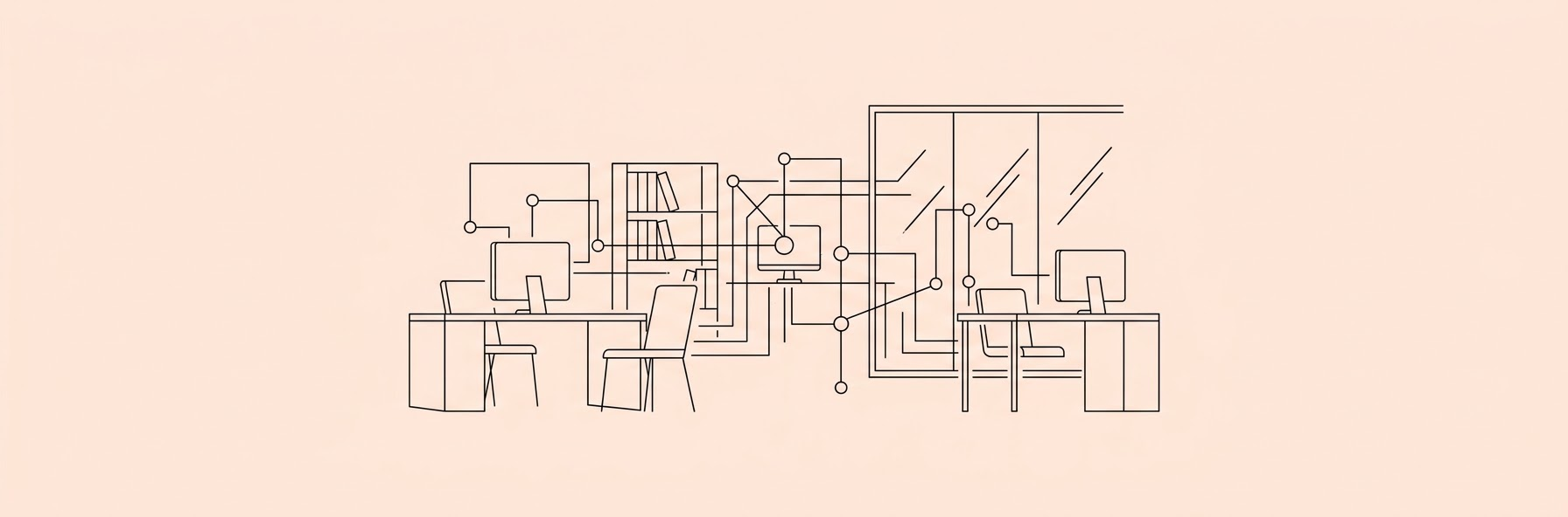 abstract digital network in a modern law office environment