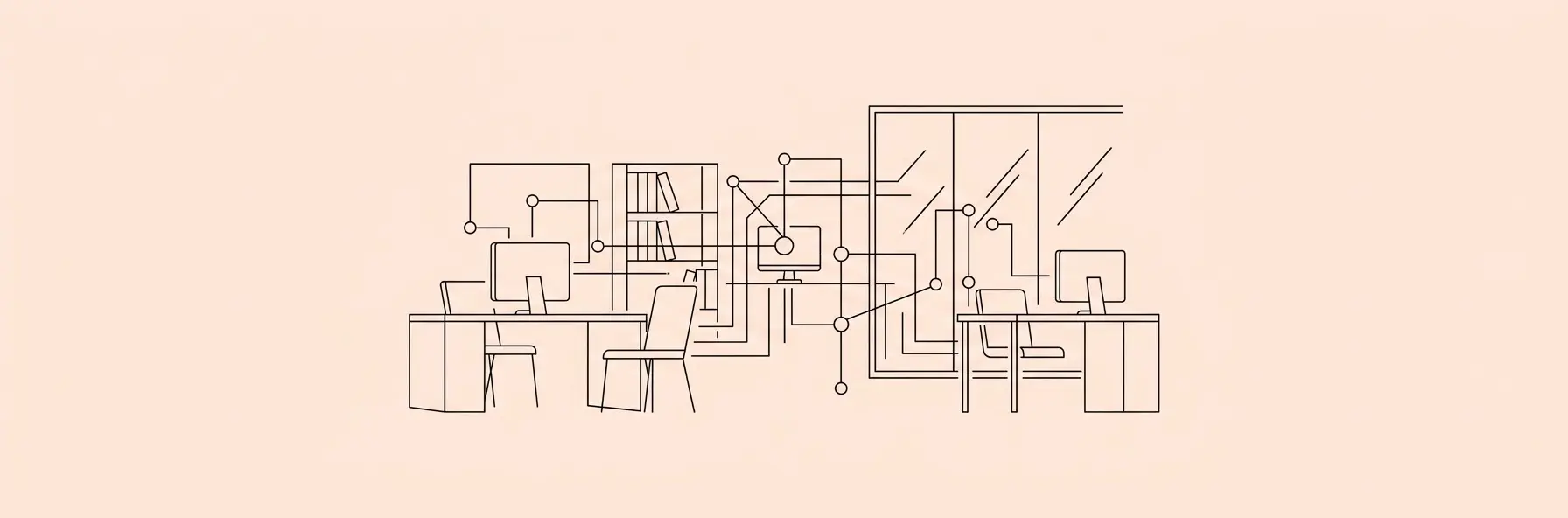 abstract digital network in a modern law office environment