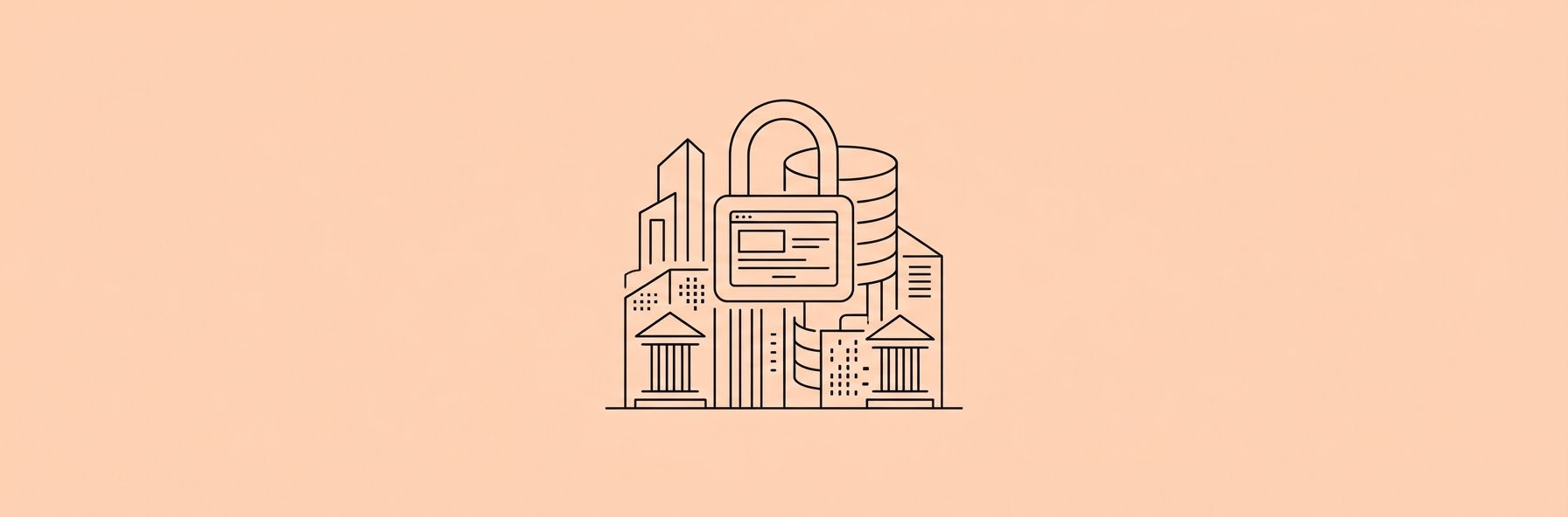 digital padlock over a stylized law firm database