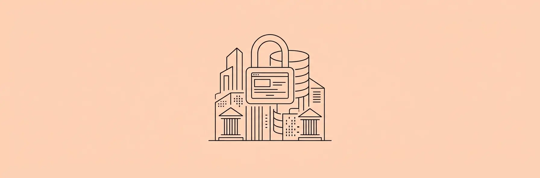 digital padlock over a stylized law firm database